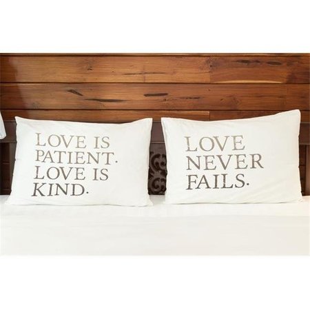 ONE BELLA CASA One Bella Casa 74131PCE59 15 x 19 in. Love is Patient Pillowcases - Neutral; Set of 2 74131PCE59